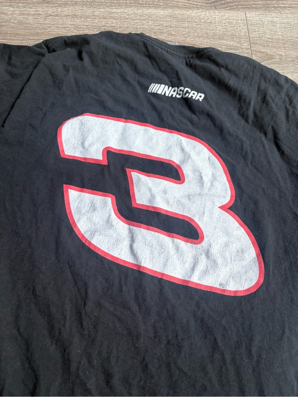 Nascar Black Tee with White and Red Number 3 Graphic